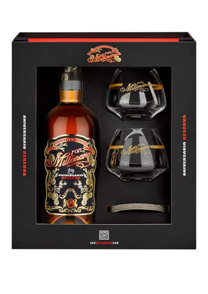 Millonario 10 ans Coffret 2 verres - 40°