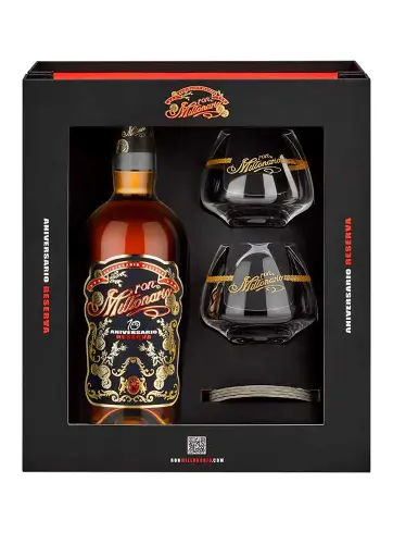 [314276] Millonario 10 ans Coffret 2 verres - 40°